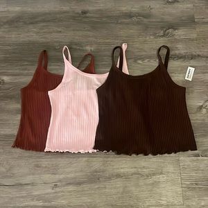 Bundle of 3 Ribbed Cropped Tank Tops ALL NWT